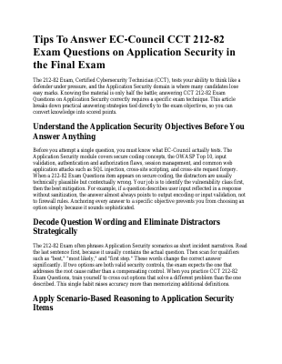 How To Tackle EC-Council CCT 212-82 Exam Questions From Application Security in The Final Exam